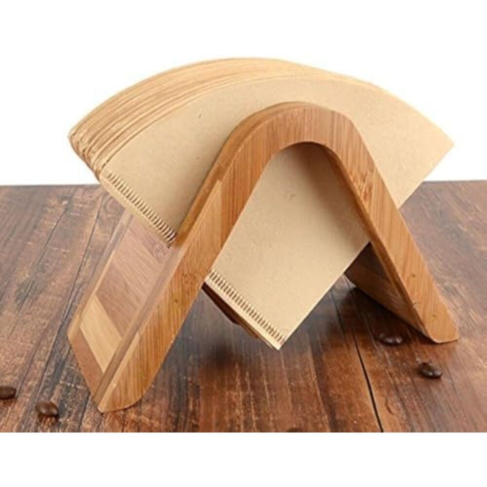Bamboo Coffee Filter Holder Storage Rack & Stand for 4 Filter Papers